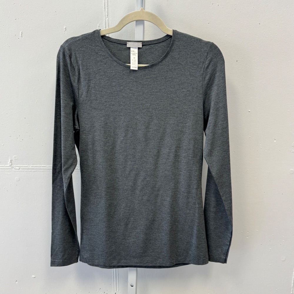 Hanro‎ Of Switzerland Soft touch Long Sleeve Top Medium Base Layer Heather Gray